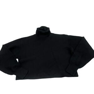 Good American Black Knit Cropped long Sleeve Sweater Size 2